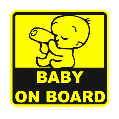 Sticker auto moto decorativ, tuning, rezistent la apa si UV, Baby on board cu biberon