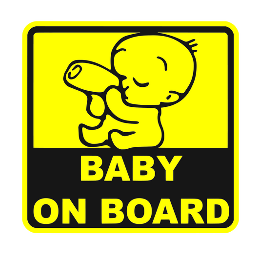 Sticker auto moto decorativ, tuning, rezistent la apa si UV, Baby on board cu biberon