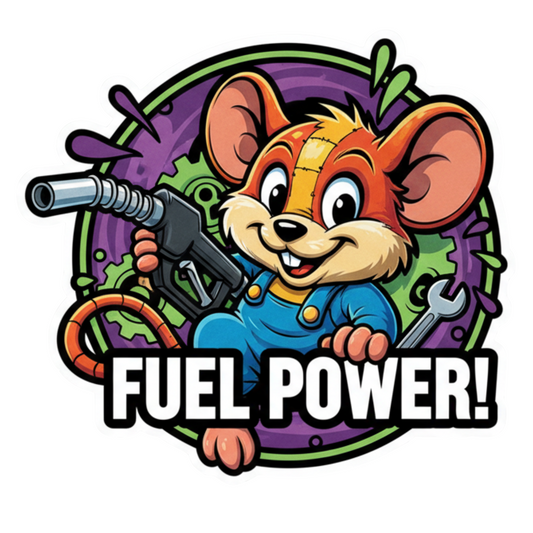 Sticker auto rezistent, decorativ, pentru capac rezervor, fuel power, soarece amuzant, v1