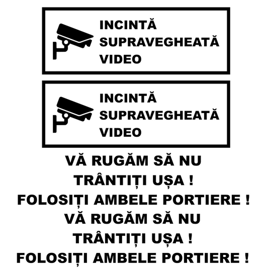 Set 4 stickere decorative pentru Taxi/Uber/Bolt, nu trantiti usa si supraveghere video