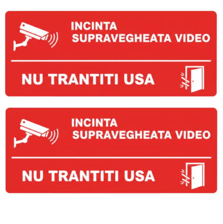 Set 2 autocolante, placute magnetice, rezistente pentru taxi, uber sau bolt, nu trantiti usa, incinta supravegheata video, fundal rosu