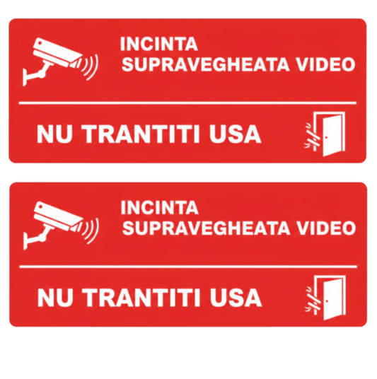 Set 2 autocolante, placute magnetice, rezistente pentru taxi, uber sau bolt, nu trantiti usa, incinta supravegheata video, fundal rosu