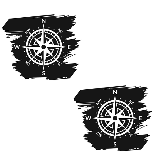Set 2 stickere auto, rezistente la apa, Off Road, Busola
