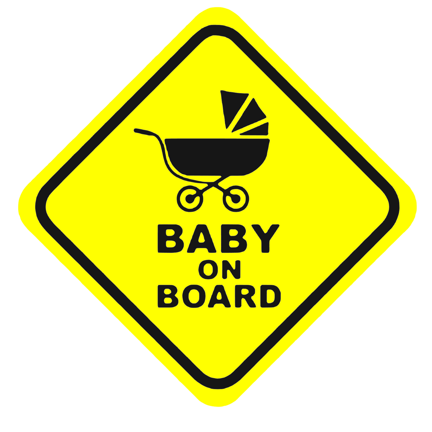 Sticker auto moto decorativ, tuning, rezistent la apa si UV, scris Baby on board cu carucior