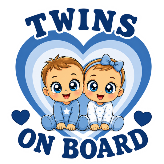 Sticker Baby on Board – Twins on board, baieti, albastru, Autocolant Auto