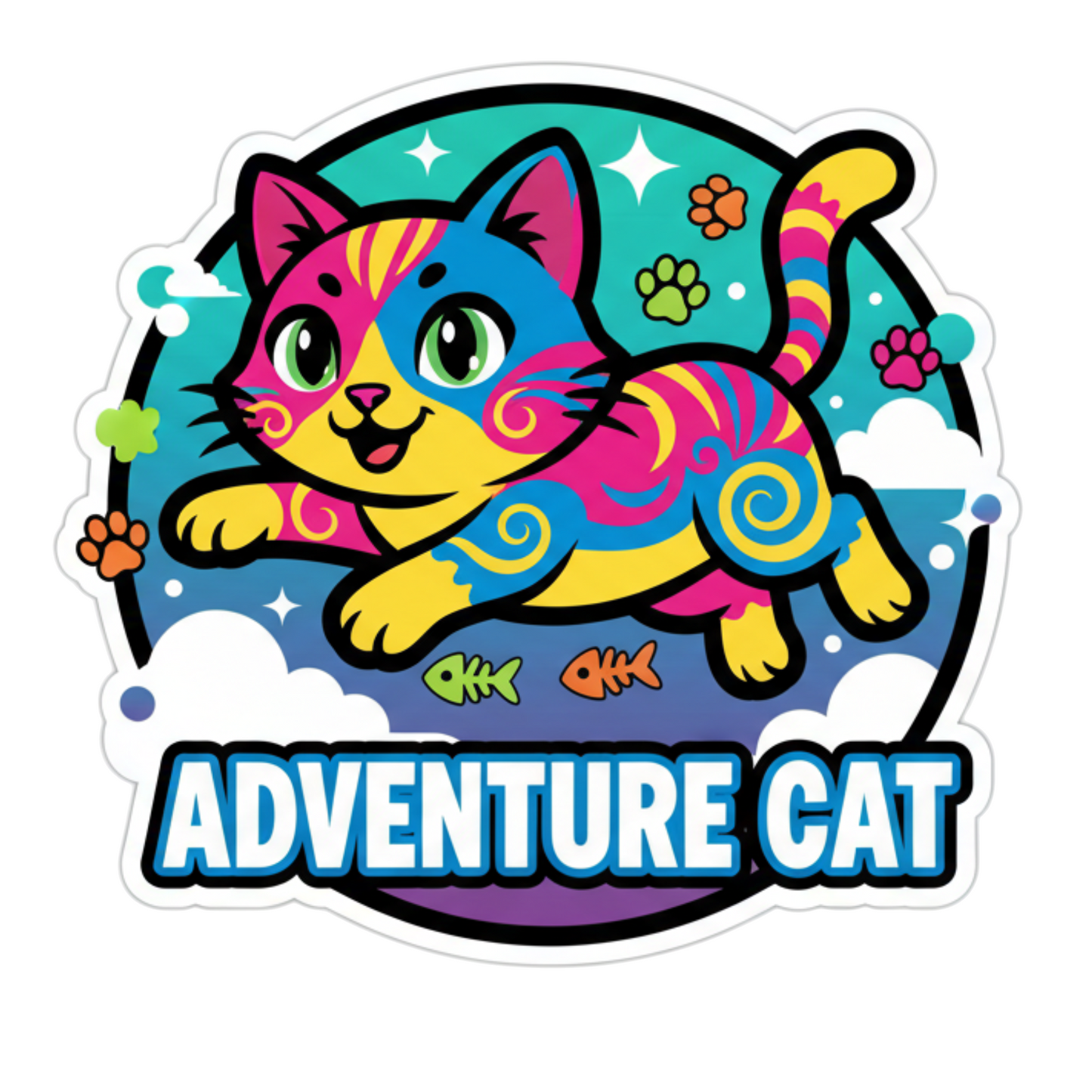 Sticker auto rezistent, pisica, cat adventure