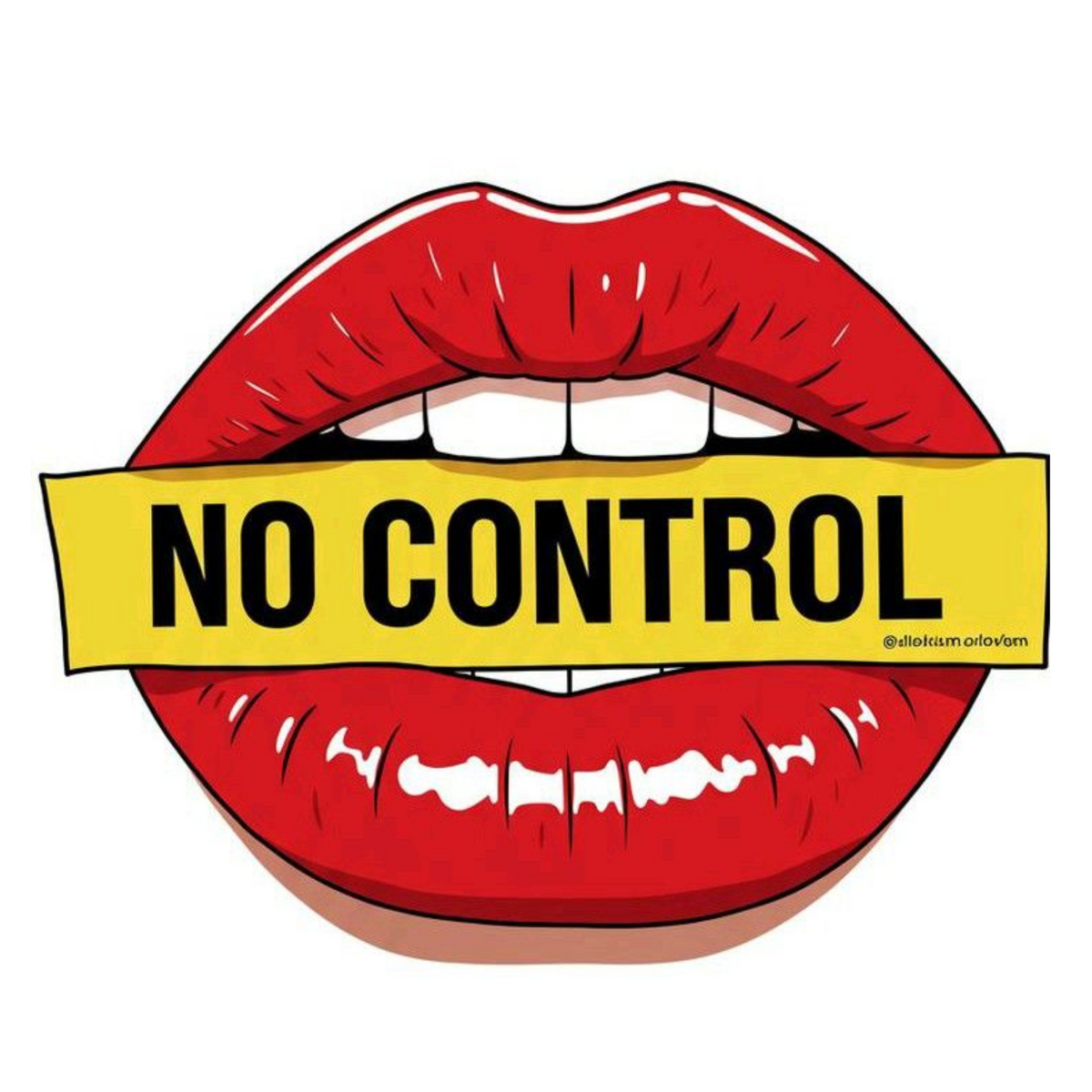 Sticker No Control – Buze Roșii, Design Rebel și Amuzant 👄