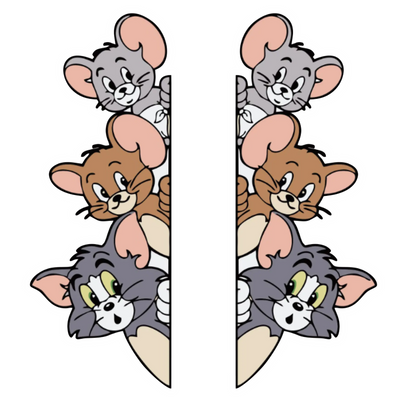 Set 2 stickere auto, rezistente, stanga si dreapta, Tom, Jerry, Tuffy