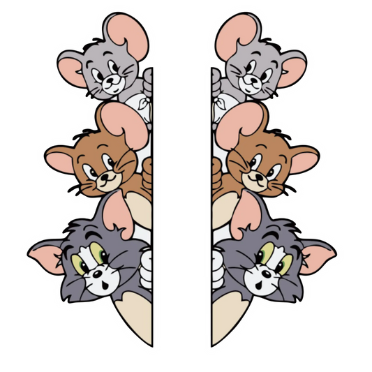 Set 2 stickere auto, rezistente, stanga si dreapta, Tom, Jerry, Tuffy
