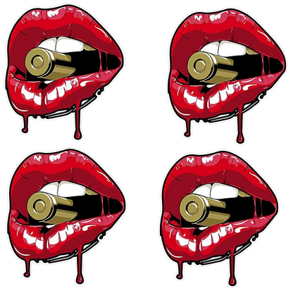 Set 4 Stickere auto "Red Lips"