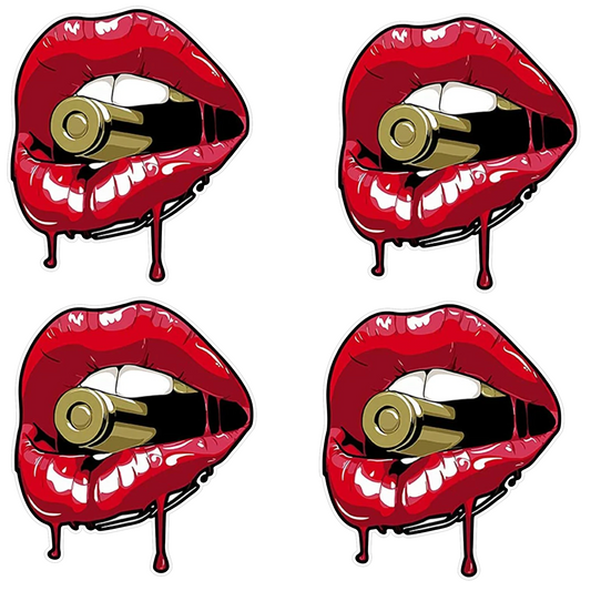 Set 4 Stickere auto "Red Lips"