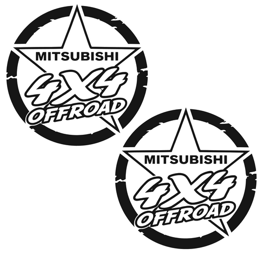 Set 2 stickere auto, rezistente la apa, Stea Off Road, Mitsubishi