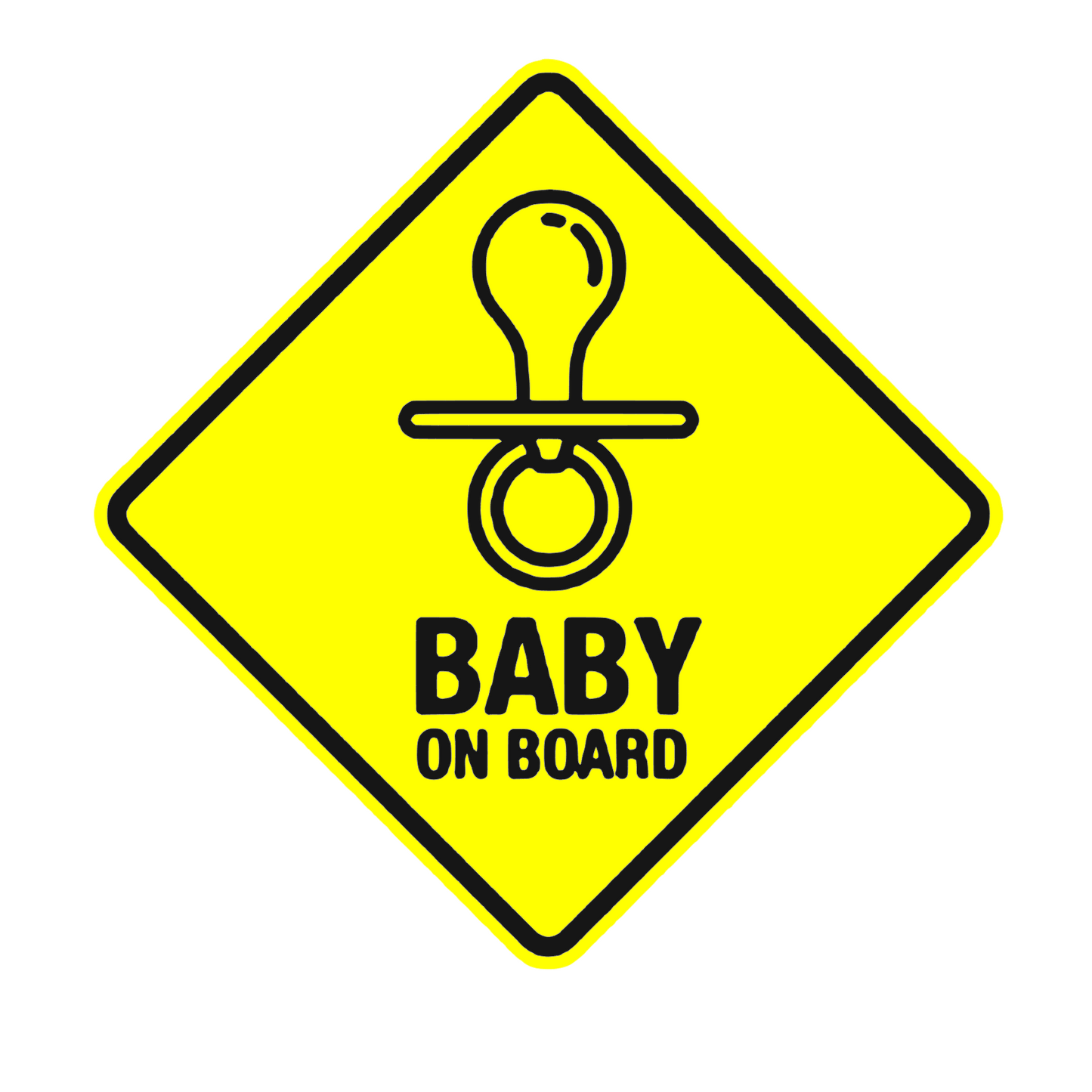 Sticker auto moto decorativ, tuning, rezistent la apa si UV, scris Baby on board cu suzeta