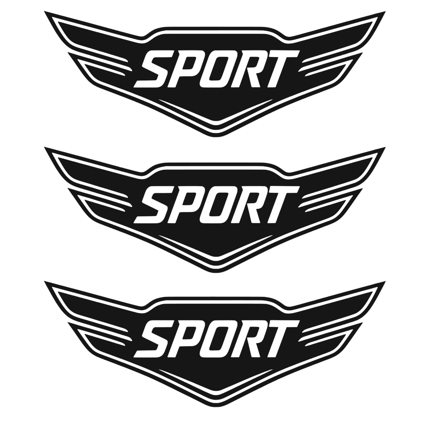 Set 3 stickere auto moto decorativ, tuning, rezistent la apa si UV, Model Sport
