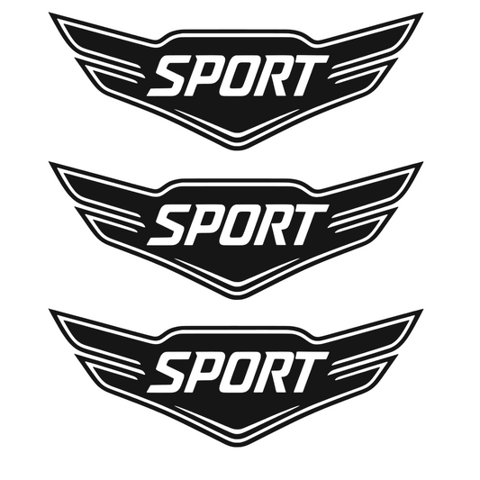 Set 3 stickere auto moto decorativ, tuning, rezistent la apa si UV, Model Sport