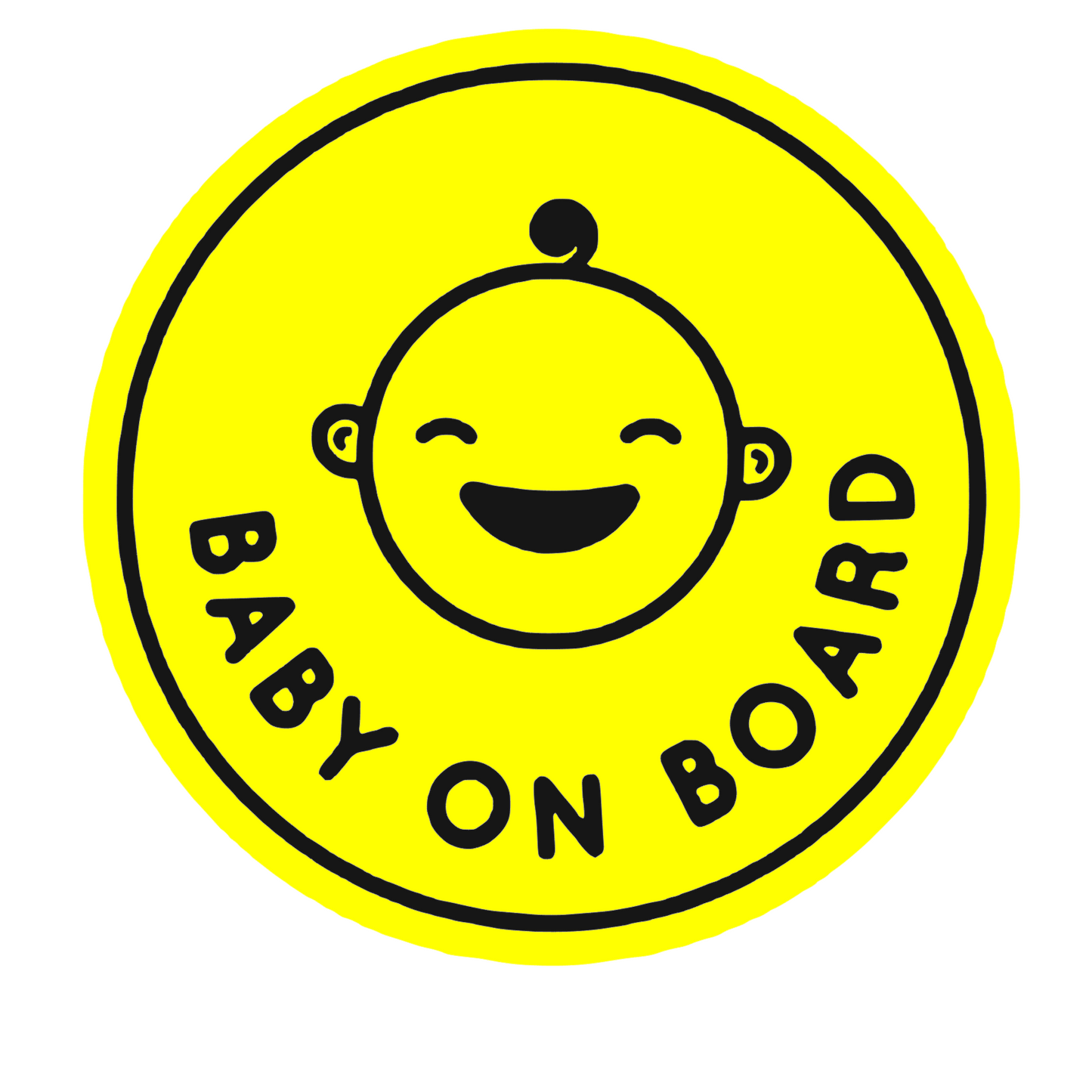 Sticker auto moto decorativ, tuning, rezistent la apa si UV, Baby on Board, rotund