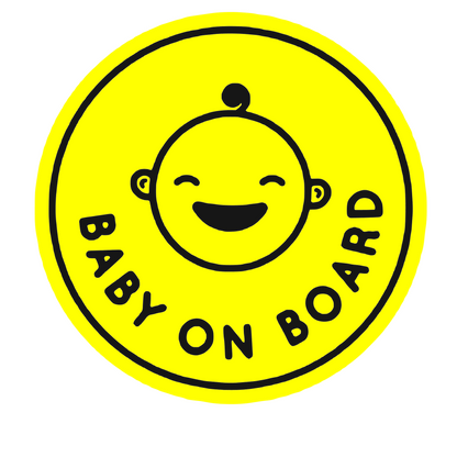 Sticker auto moto decorativ, tuning, rezistent la apa si UV, Baby on Board, rotund