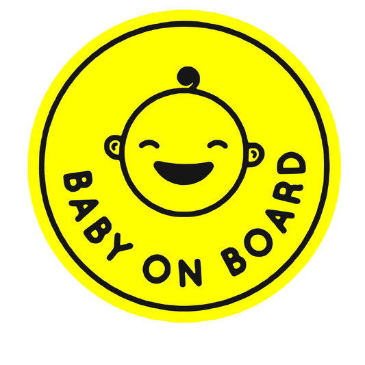 Sticker auto moto decorativ, tuning, rezistent la apa si UV, Baby on Board, rotund
