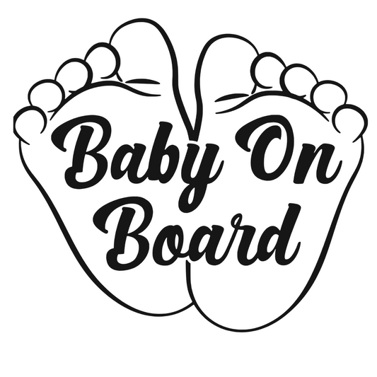 Sticker auto moto decorativ, tuning, rezistent la apa si UV, Baby on board cu picioruse