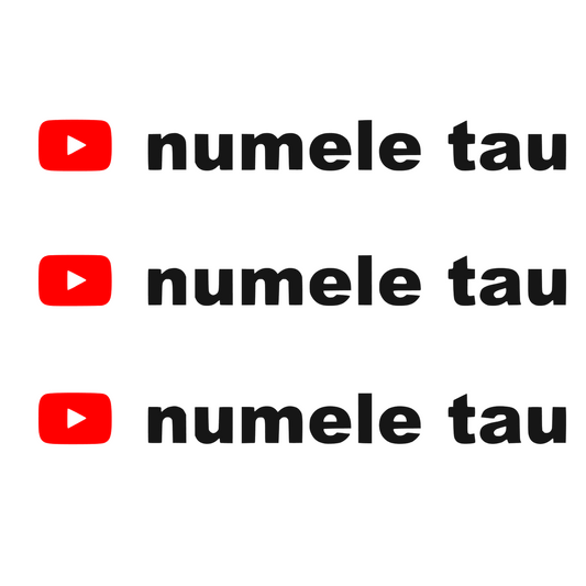 Sticker auto moto decorativ, rezistent, Youtube personalizat model 2, set 3 bucati
