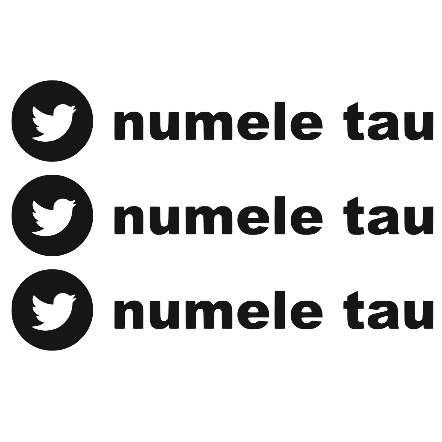 Sticker auto moto decorativ, rezistent, Twitter personalizat, set 3 bucati