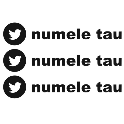 Sticker auto moto decorativ, rezistent, Twitter personalizat, set 3 bucati