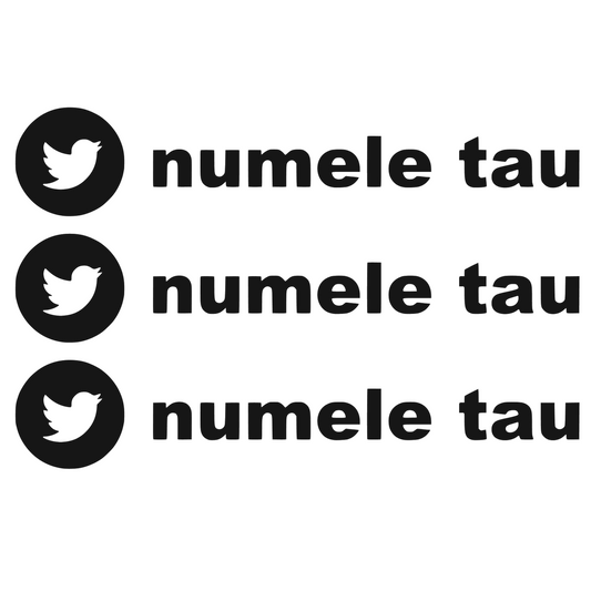 Sticker auto moto decorativ, rezistent, Twitter personalizat, set 3 bucati