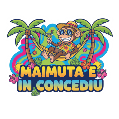 Sticker auto amuzant si rezistent, pentru taxi, Maimuta e in Concediu v1