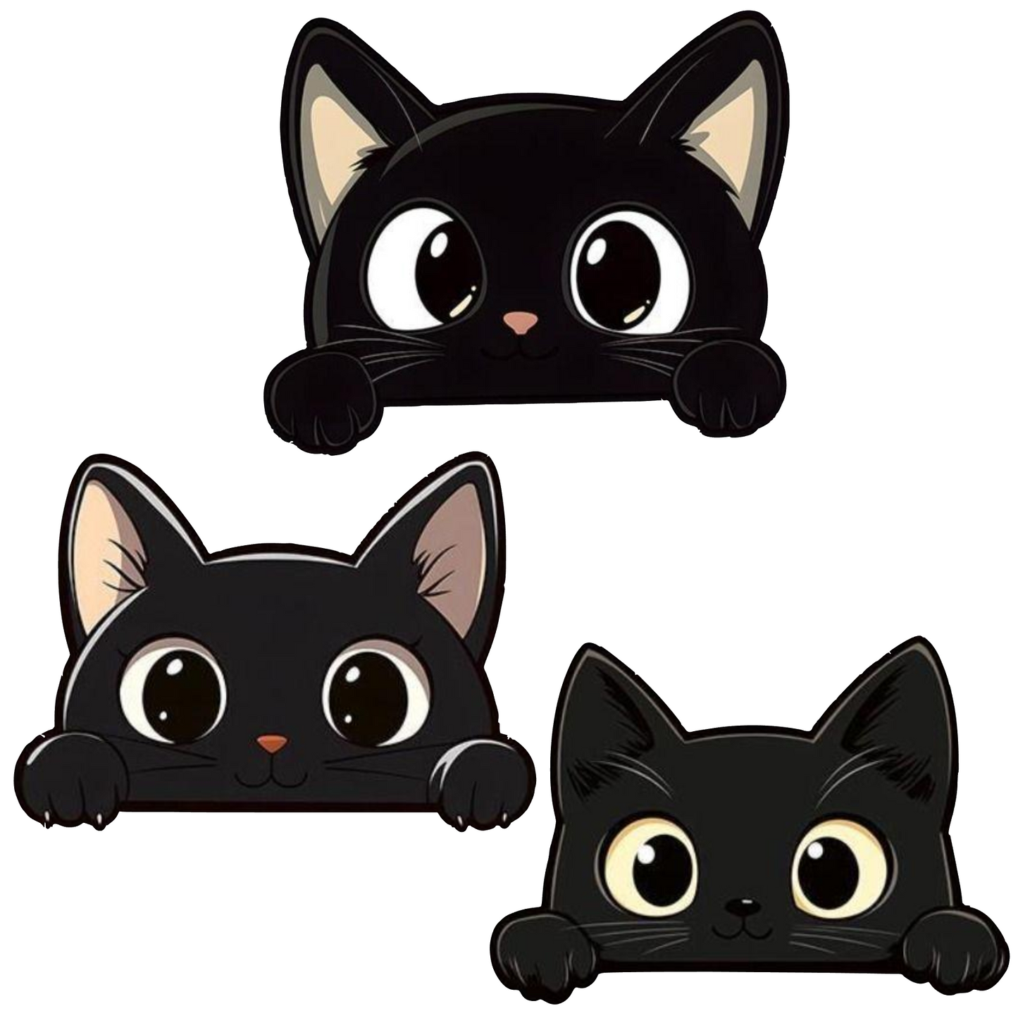 Set 3 stickere auto rezistente, pisici negre