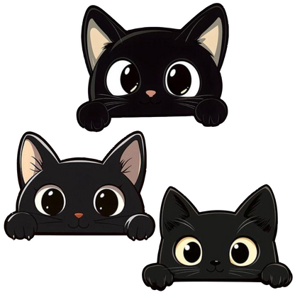 Set 3 stickere auto rezistente, pisici negre
