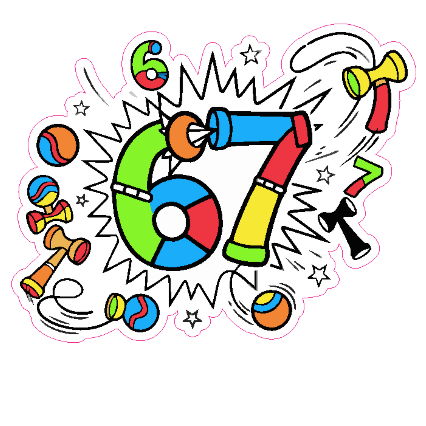 Sticker rezistent SIX SEVEN 67 Kendama v1