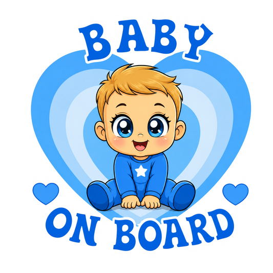 Sticker Baby on Board – Bebeluș Băiat, Albastru, Autocolant Auto