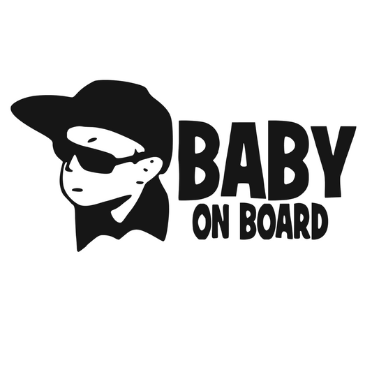 Sticker auto moto decorativ, tuning, rezistent la apa si UV, Baby on board cu sapca