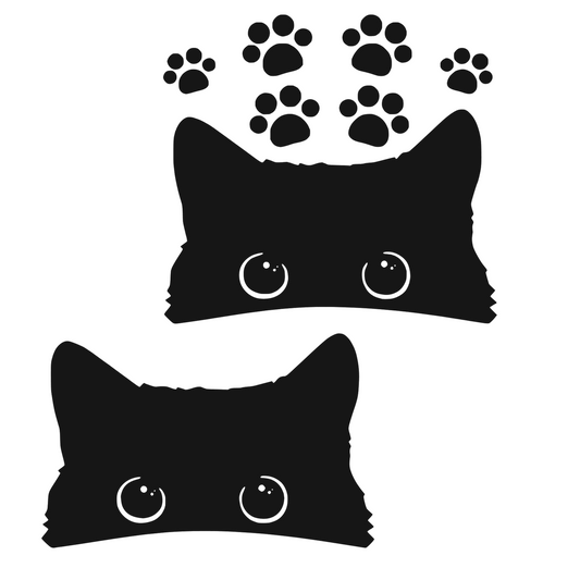 Set 8 stickere auto, doua pisici negre si sase gheare, impermeabile, rezistente la soare