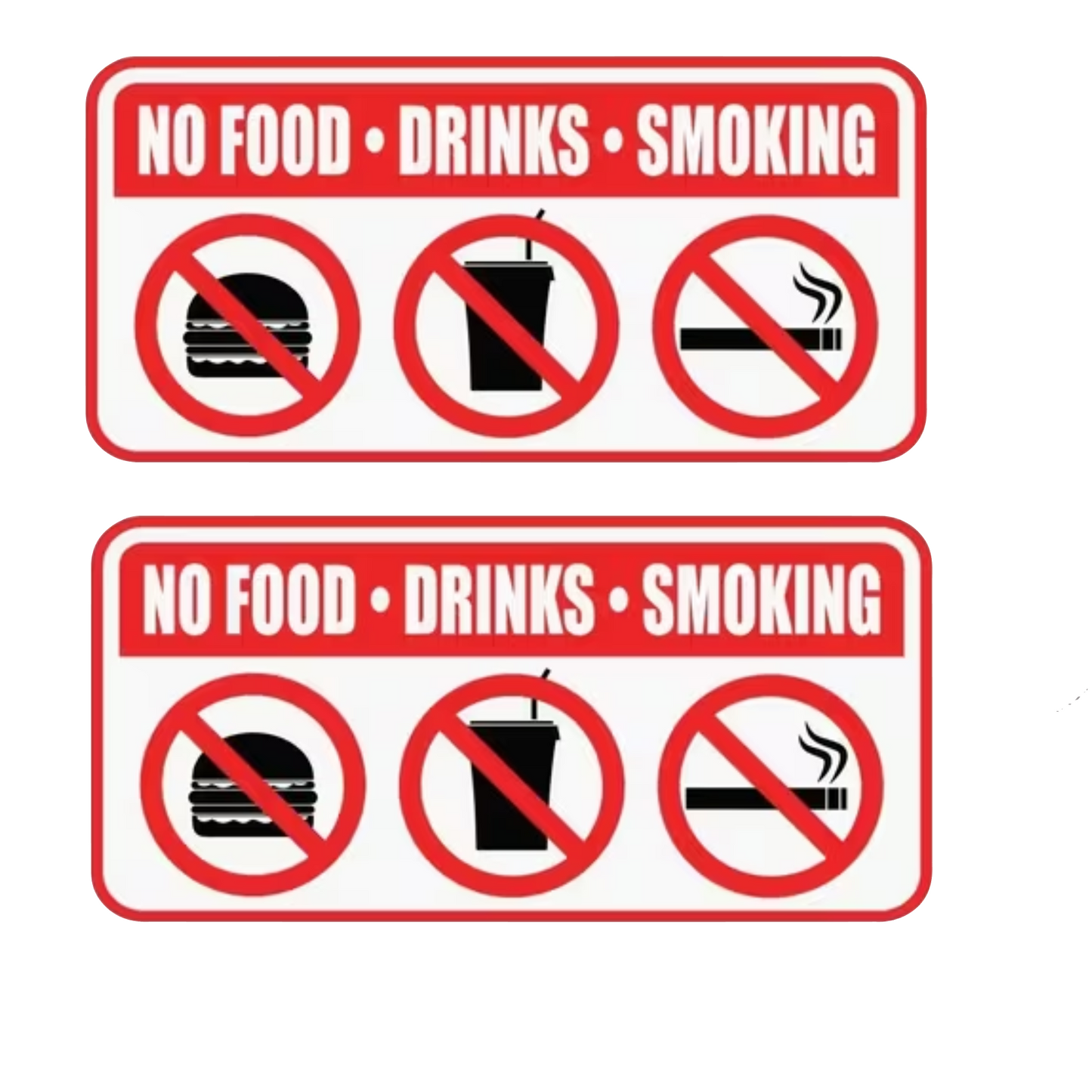 Set 2 stickere rezistente pentru taxi, fumatul, băutul și mâncatul interzis