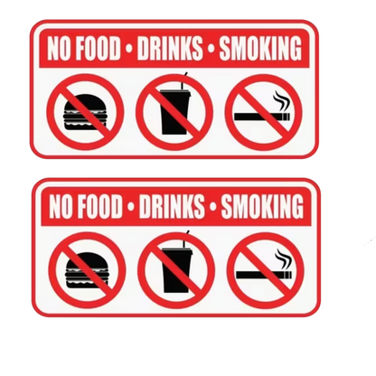 Set 2 stickere rezistente pentru taxi, fumatul, băutul și mâncatul interzis