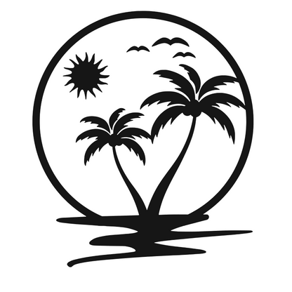 Sticker decorativ auto, rezistent, Hawai time, palmieri
