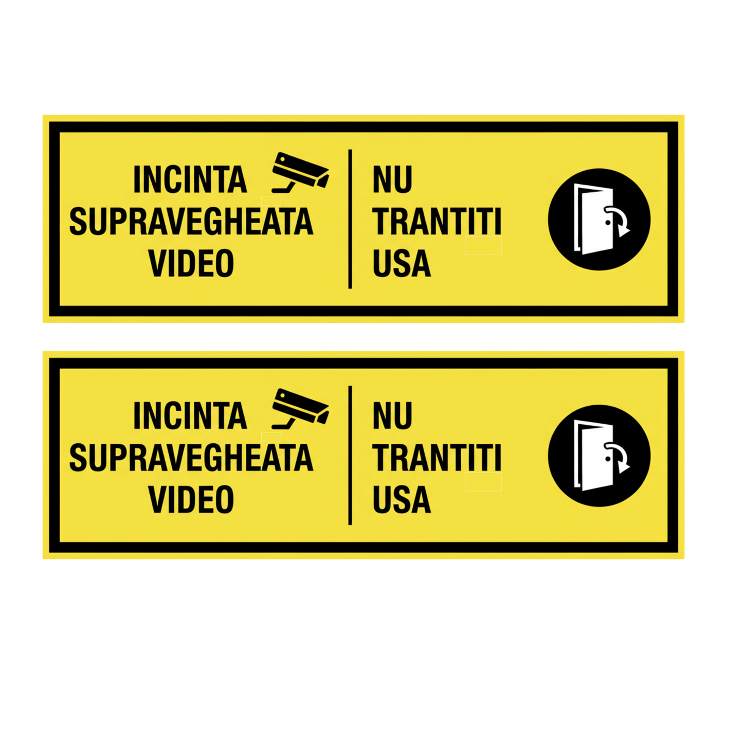 Set 2 stickere rezistente pentru taxi, uber sau bolt, nu trantiti usa, incinta supravegheata video, fundal galben
