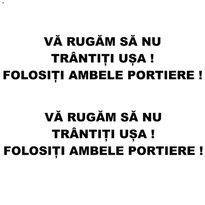 Sticker Taxi/Uber/Bolt, Nu trantiti usa, folositi ambele portiere