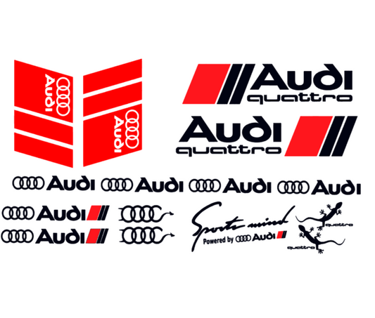 Set 15 stickere Audi Quattro