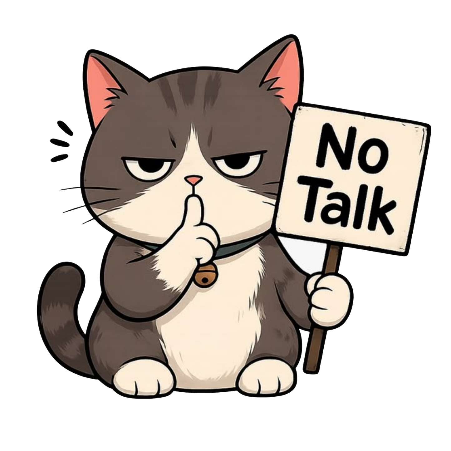 Sticker Pisică No Talk – Autocolant Decorativ Amuzant „Fără Vorbă”