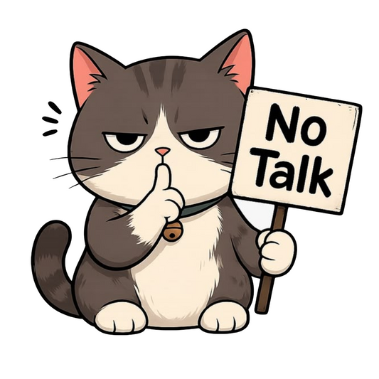 Sticker Pisică No Talk – Autocolant Decorativ Amuzant „Fără Vorbă”