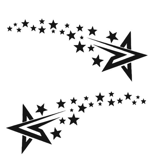 Set 2 stickere auto, stea meteorica, rezistente la apa si UV