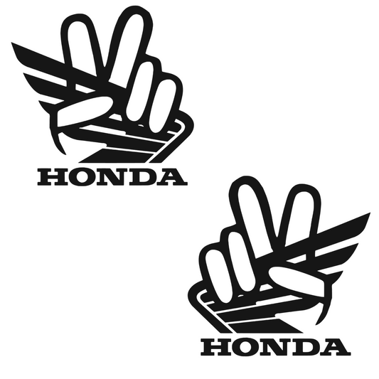 Set 2 stickere decorative, rezistente, auto sau moto, logo Honda cu semnul pacii, stanga si dreapta