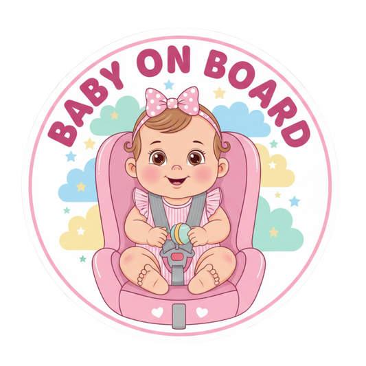 Sticker auto rezistent Baby on Board, fata in scaunel