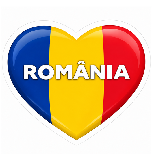 Sticker inima Romania tricolor patriotic, Autoadeziv