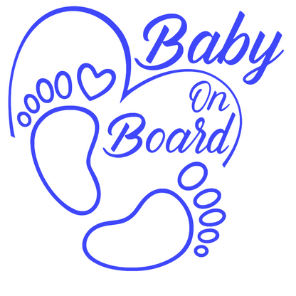 Sticker auto moto decorativ, tuning, rezistent la apa si UV, Baby on board cu picioruse si inima v2