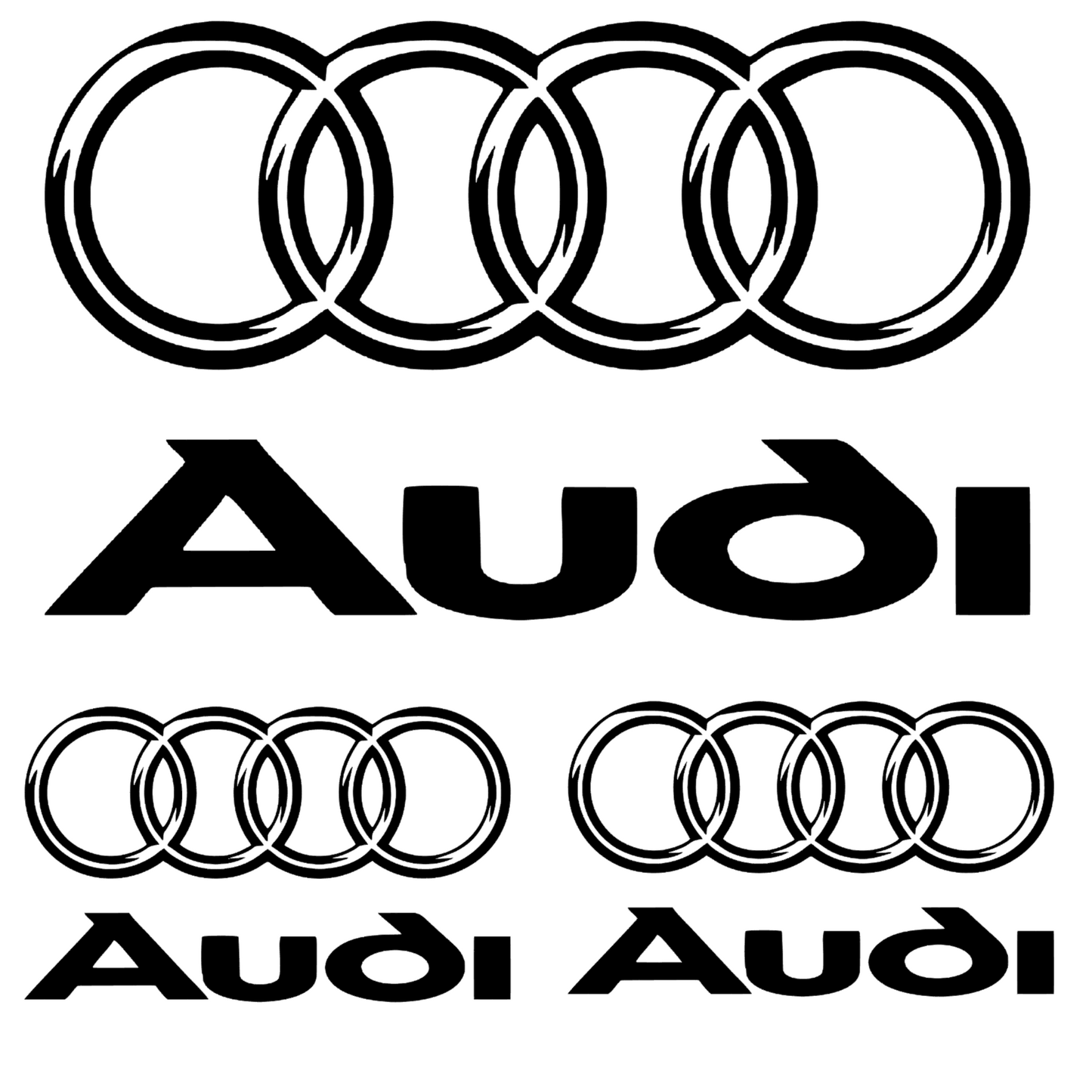 Set 3 stickere Audi cu sigla si scris