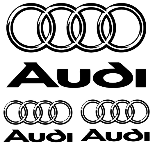 Set 3 stickere Audi cu sigla si scris