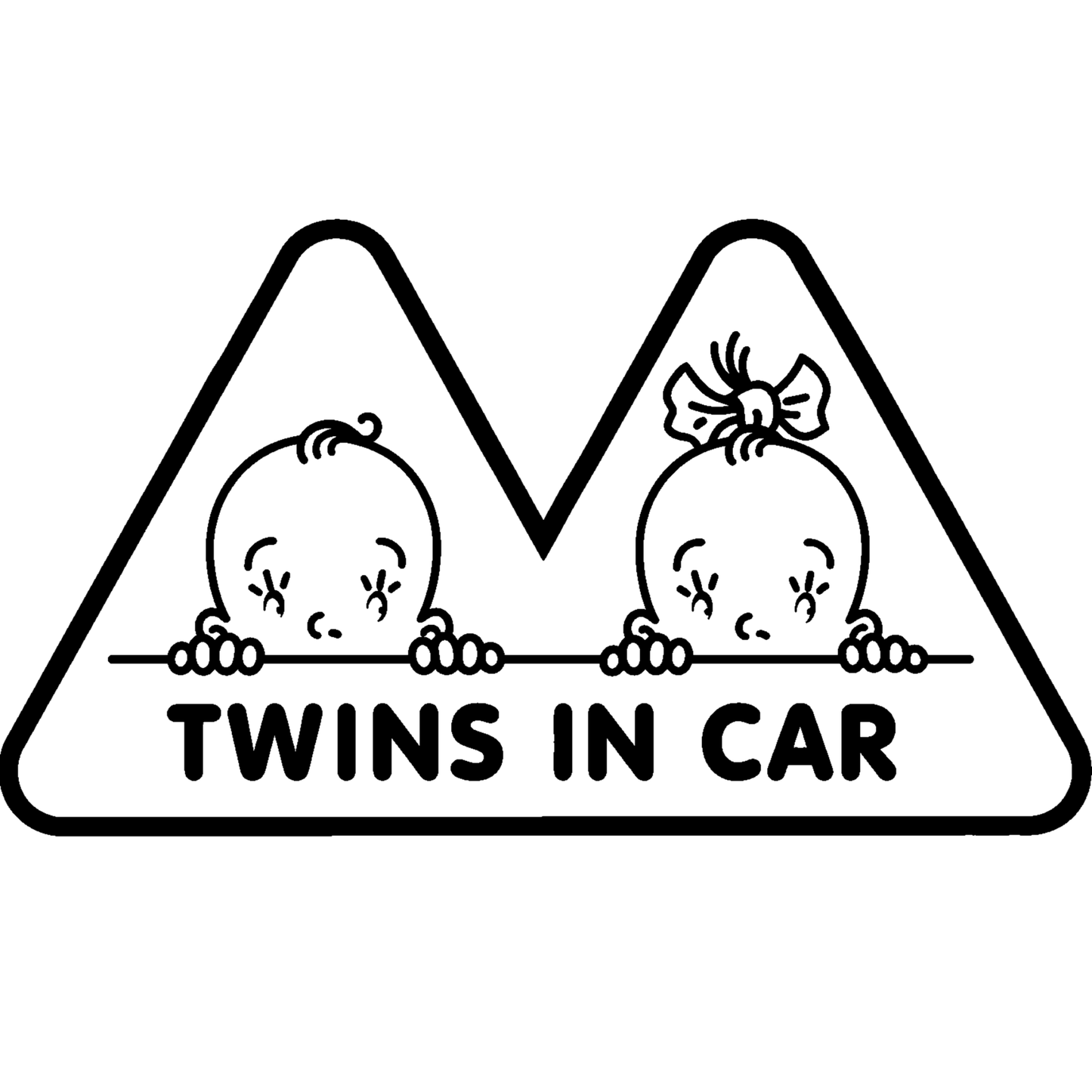 Sticker auto „Twins in Car” – Gemeni la bord, băiat și fată, 20cm